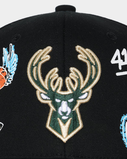 Mitchell & Ness Milwaukee Bucks 'Hand Drawn Doodle' Pro Crown Snapback Black