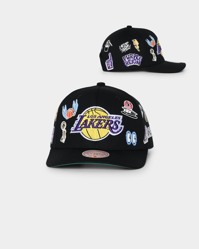Mitchell & Ness Los Angeles Lakers 'Hand Drawn Doodle' Pro Crown Snapback Black