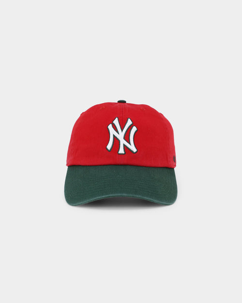 47 Brand New York Yankees 'Scarlet Pines' Clean Up Strapback Red/Dark Green