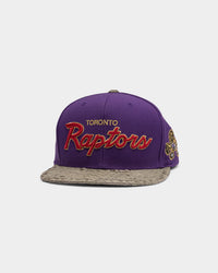 Mitchell & Ness Toronto Raptors Lux Carp Script HWC Snapback Purple/Grey