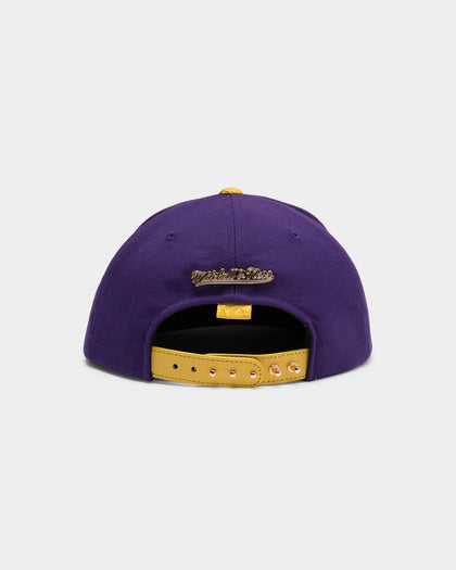 Mitchell & Ness Los Angeles Lakers Lux Carp Script Snapback Purple/ Yellow