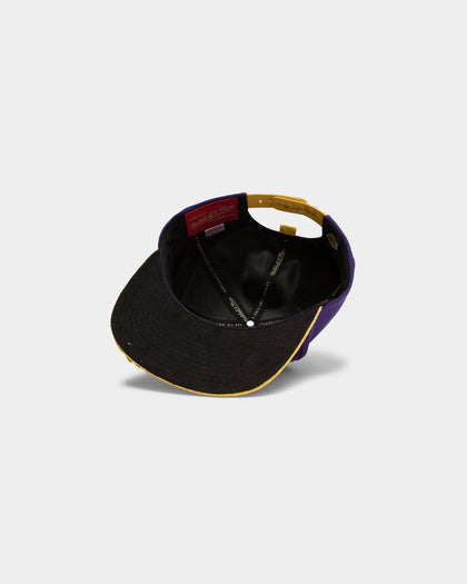 Mitchell & Ness Los Angeles Lakers Lux Carp Script Snapback Purple/ Yellow