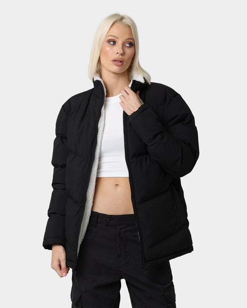 PYRA Sherpa Puffa Jacket Black/White