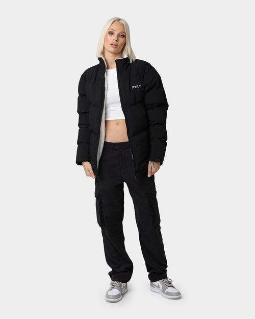 PYRA Sherpa Puffa Jacket Black/White