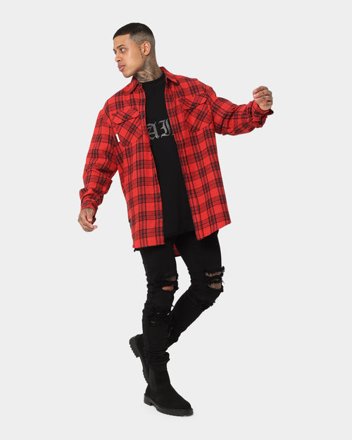 Saint Morta Flow Long Sleeve Flannel Shirt Red/Black