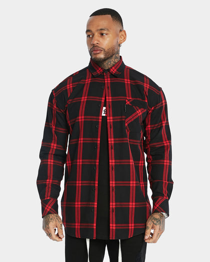 Saint Morta Men's Prima Long Sleeve Flannel Shirt Red/Black