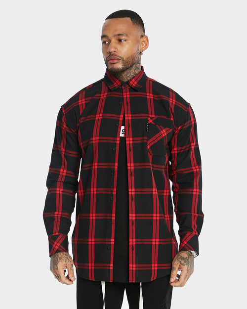 Saint Morta Men's Prima Long Sleeve Flannel Shirt Red/Black