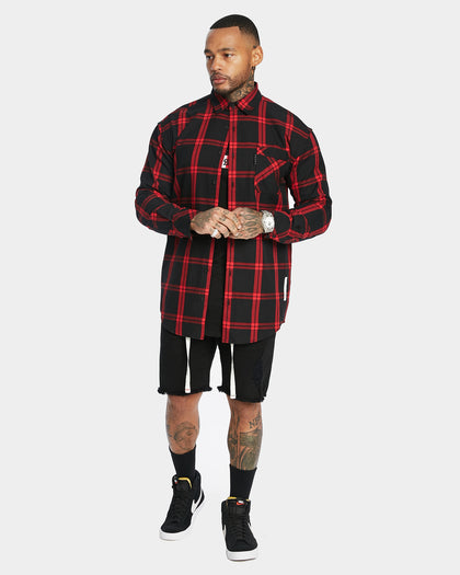 Saint Morta Men's Prima Long Sleeve Flannel Shirt Red/Black