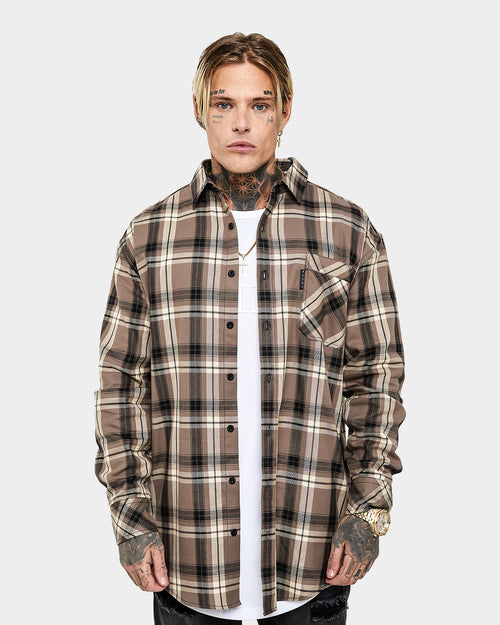 Saint Morta Prima Long Sleeve Flannel Shirt Brown