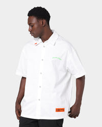 Heron Preston Boxy Fit Short Sleeve Button Up Shirt White