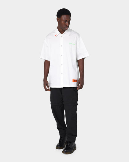 Heron Preston Boxy Fit Short Sleeve Button Up Shirt White