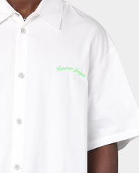 Heron Preston Boxy Fit Short Sleeve Button Up Shirt White