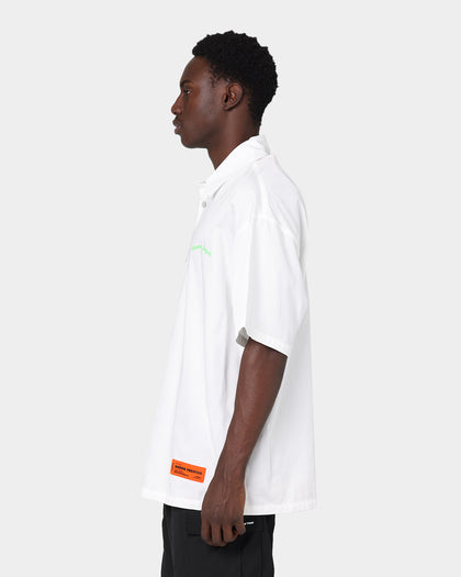 Heron Preston Boxy Fit Short Sleeve Button Up Shirt White