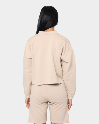 Stussy Women's Designs Pigment Fleece Polo Taupe