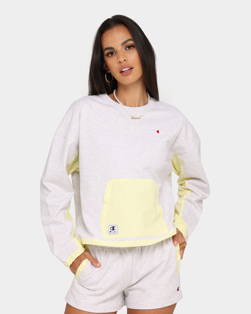 Champion Women's Poplin Mix Media Crew Lemon Glacier