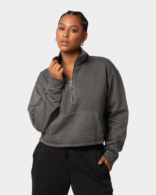 EN ES Women's All Class Cropped Sweat Washed Grey