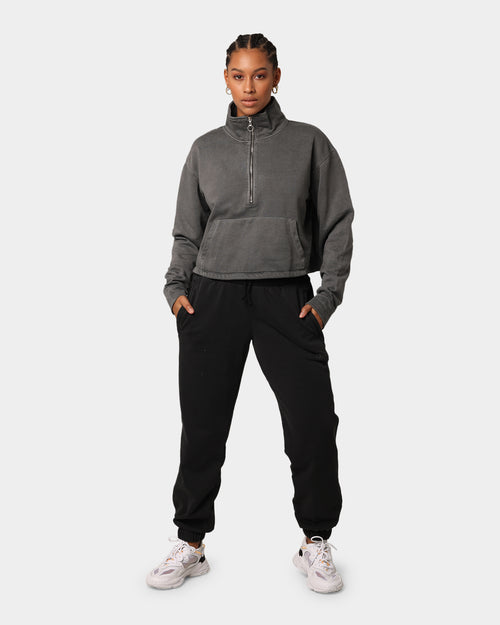 EN ES Women's All Class Cropped Sweat Washed Grey