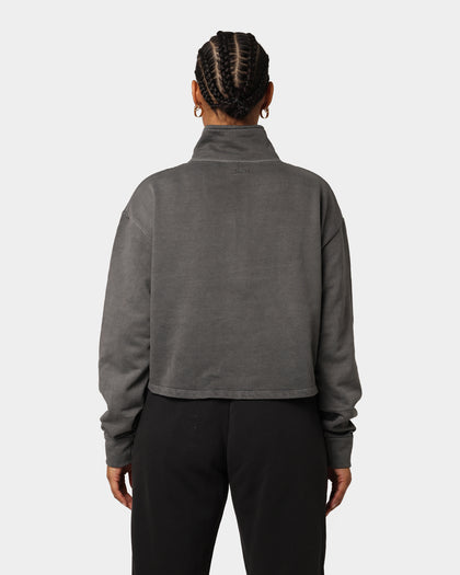 EN ES Women's All Class Cropped Sweat Washed Grey