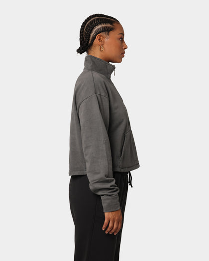 EN ES Women's All Class Cropped Sweat Washed Grey