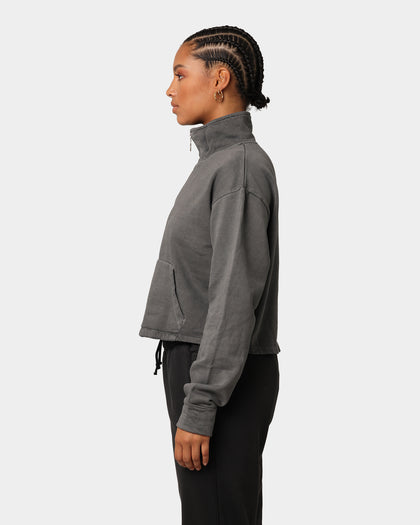 EN ES Women's All Class Cropped Sweat Washed Grey