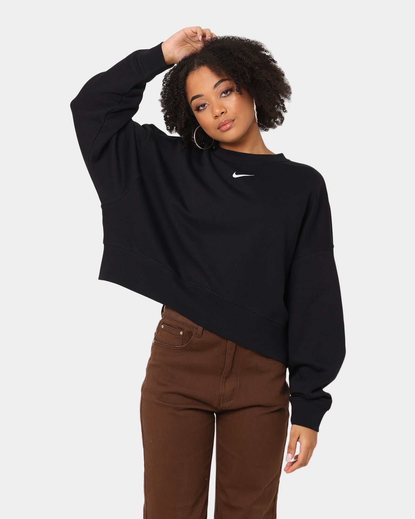 women's oversized fleece crew nike sportswear collection essentials