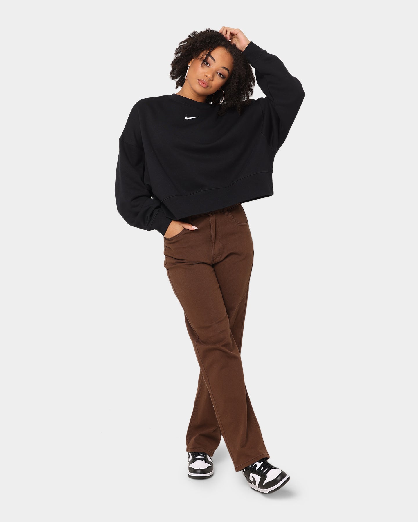 women's oversized fleece crew nike sportswear collection essentials