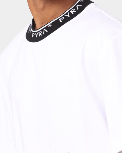 PYRA Jacquard Neck T-Shirt White/Black