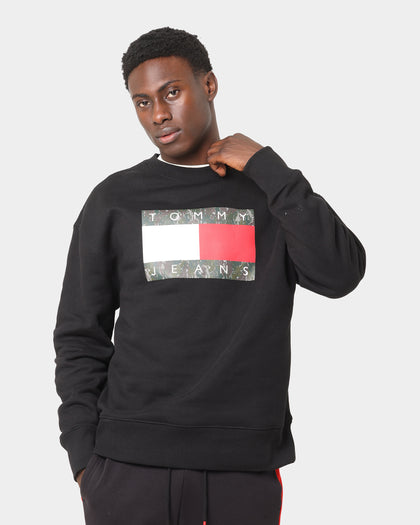 Tommy Jeans Camo Flag Crewneck Black