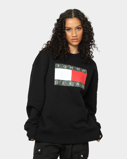Tommy Jeans Camo Flag Crewneck Black