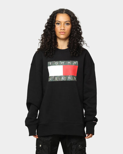 Tommy Jeans Camo Flag Crewneck Black