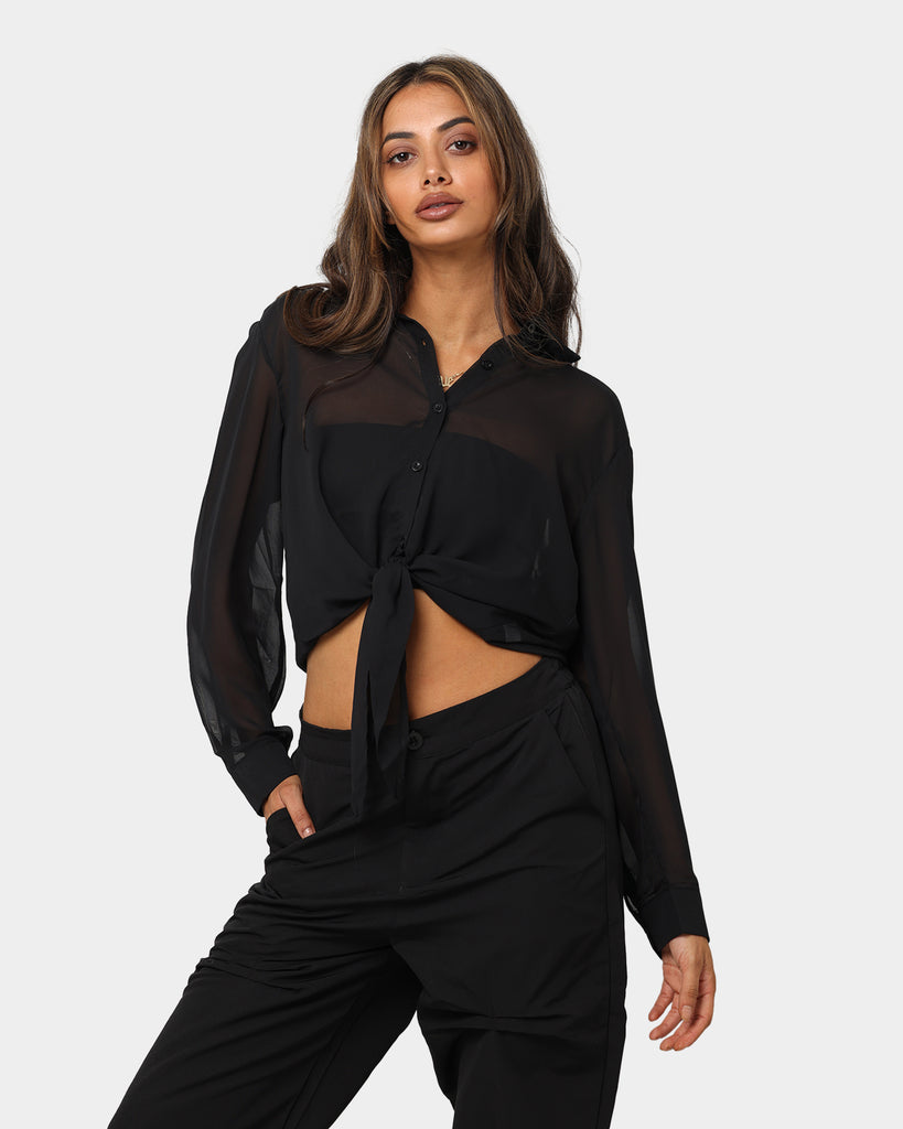 XXIII Women's Sheer Button Up Black Culture Kings
