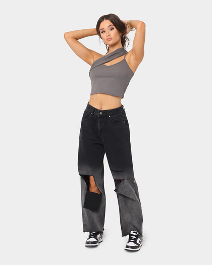 XXIII Women's Aisha Side Strap Crop Top Charcoal