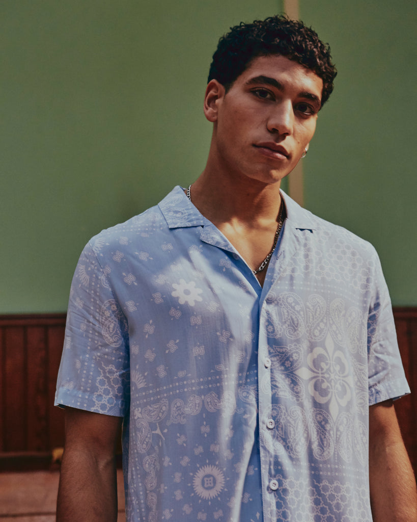 Carre Bandana Ultra Short Sleeve Button Up Shirt Light Blue | Culture Kings