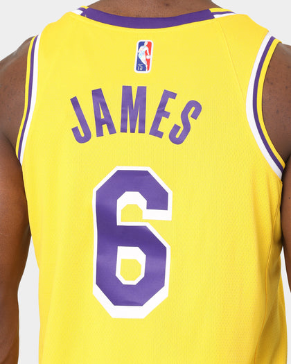 Nike Los Angeles Lakers LeBron James 75th Anniversary #6 Icon Swingman Jersey Amarillo/Field