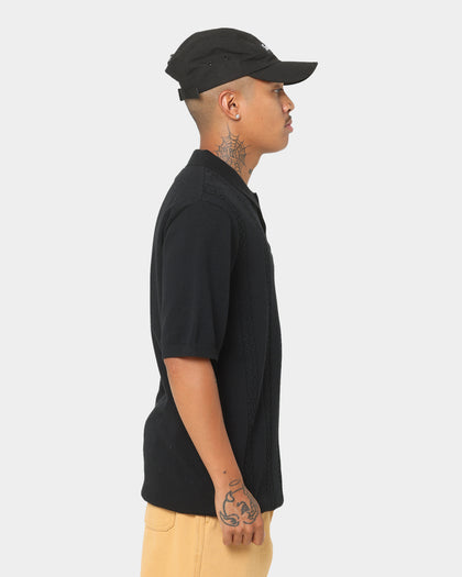 XLARGE Cable Knit Polo Shirt Black