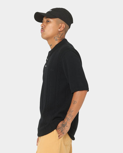 XLARGE Cable Knit Polo Shirt Black