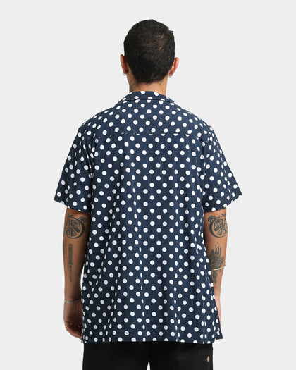 X-Large Polka Short Sleeve Shirt Navy/White