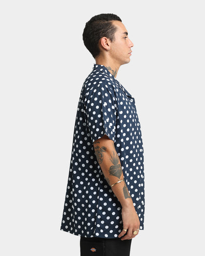 X-Large Polka Short Sleeve Shirt Navy/White
