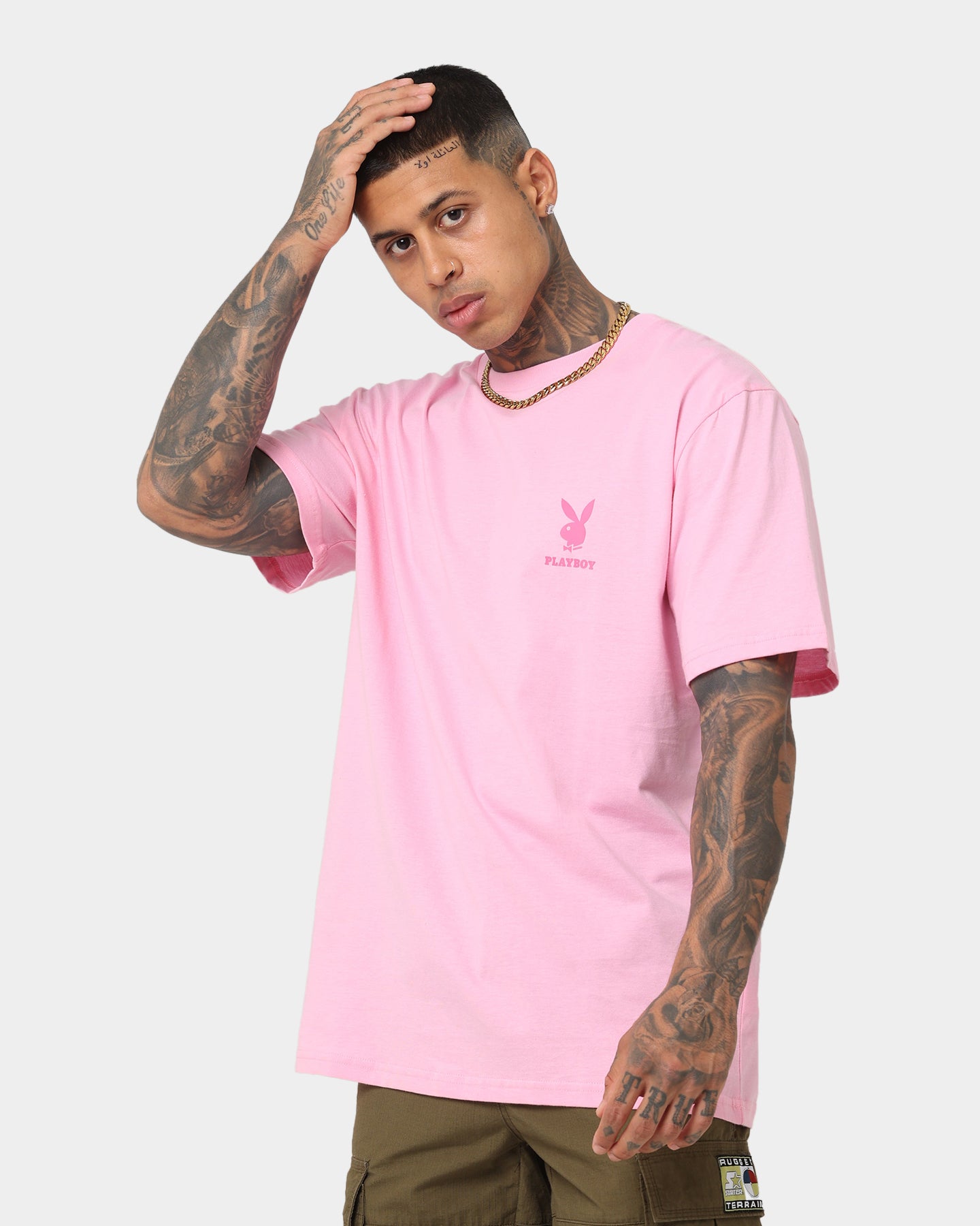 Playboy Linear Classic Bunny Stack T-Shirt Pink | Culture Kings