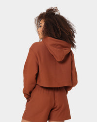 Champion Women's RW Cropped Hoodie Canyon Rock Brown