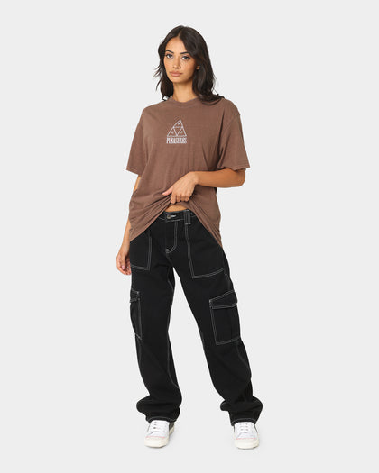 HUF X Pleasures Dyed Short Sleeve T-Shirt Brown