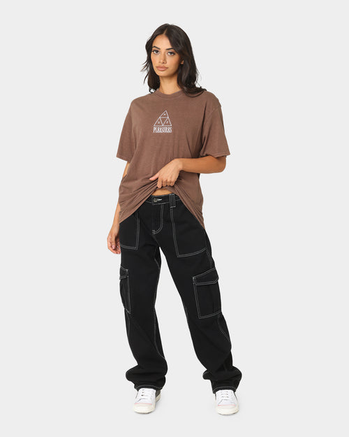 HUF X Pleasures Dyed Short Sleeve T-Shirt Brown