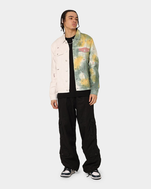 En Noir Inc Cash Denim Jacket Green Tiedye