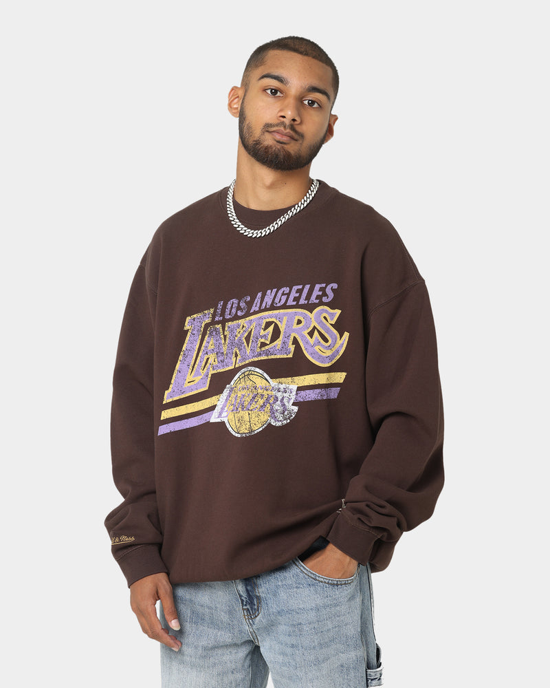 Mitchell & Ness Los Angeles Lakers Headline Crewneck Baroque Brown