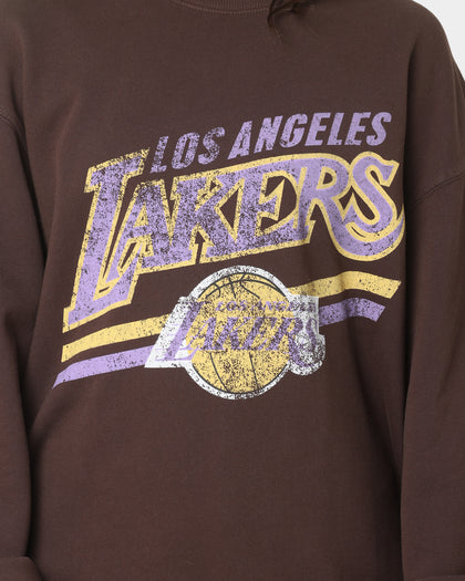 Mitchell & Ness Los Angeles Lakers Headline Crewneck Baroque Brown