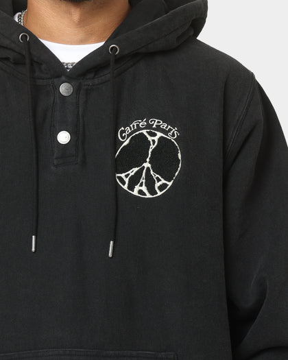 Carre Peace Button Up Hoodie Washed Black