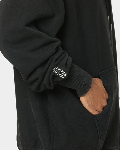 Carre Peace Button Up Hoodie Washed Black