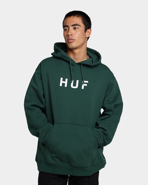 HUF Essentials OG Logo Hoodie Forest Green
