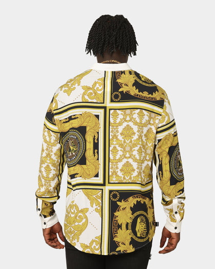 Last Kings Baroque Long Sleeve Shirt Black/White/Gold