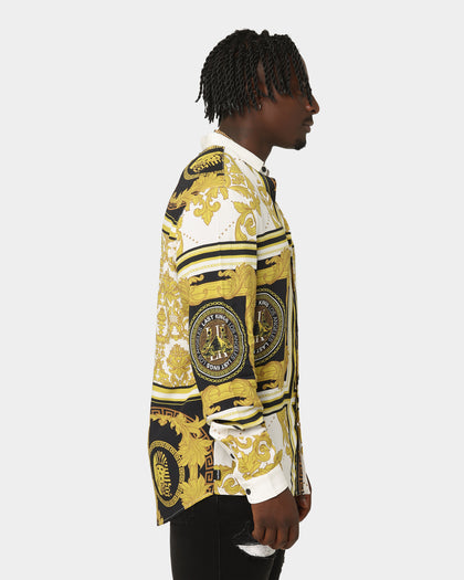 Last Kings Baroque Long Sleeve Shirt Black/White/Gold